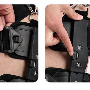 Adjustable Hinged Knee Brace With Range Of Motion Fixation Support 1005008778692613-A-Black-Strapless