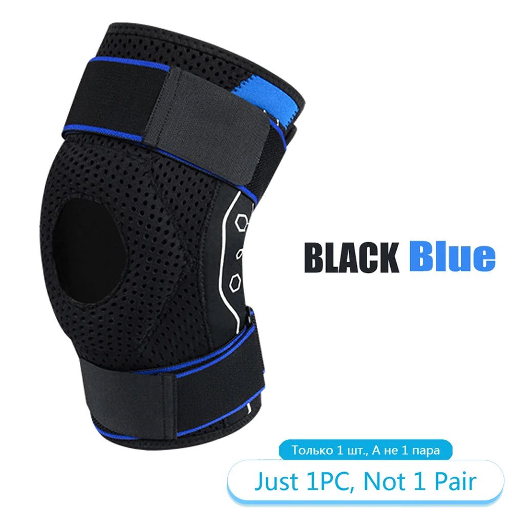 Adjustable Knee Brace Sleeve With Side Stabilizers And Eva Pad 1005003902590669-1 PC Black Blue