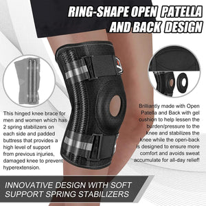 Adjustable Knee Brace Support With Side Stabilizers And Open Patella Design 1005006994760639-S