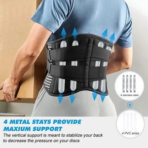 Adjustable Lumbar Back Brace Belt With Six Stays For Pain Relief 1005006345174189-Type-1-Black-M