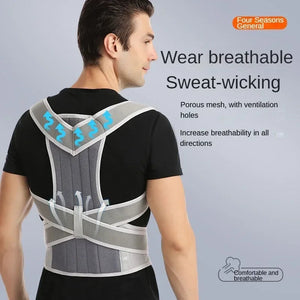 Adjustable Scoliosis Posture Corrector Corset Back Brace Lumbar Support Belt 1005008751823650-Gray-L