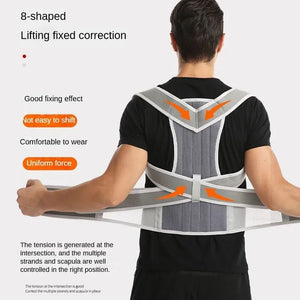 Adjustable Scoliosis Posture Corrector Corset Back Brace Lumbar Support Belt 1005008751823650-Gray-L