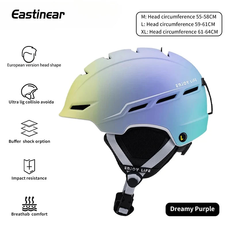 Adjustable Ventilation Ski Helmet With Thermal Liner And Removable Earmuffs 1005010050670185-A2-purple-M(55-58CM)
