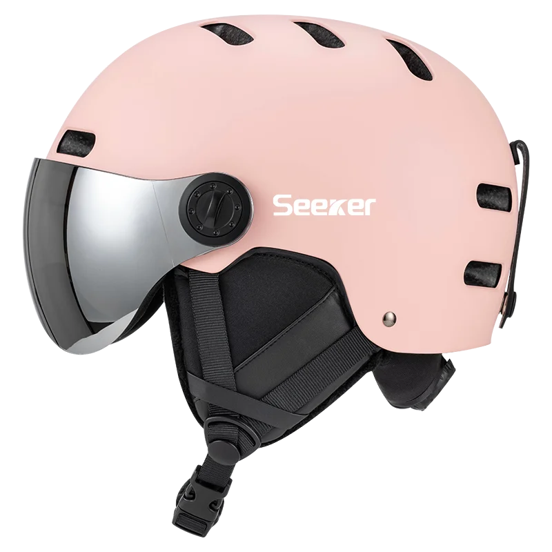 Adult Ski Helmet With Goggles Abs Shell Eps Liner Adjustable Fit 1005008148980018-Light Pink-L(59-61CM)