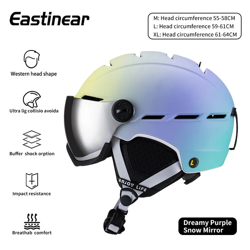 All In One Warm Ski Helmet With Adjustable Ventilation For Comfort 1005007874480813-Fantasy blue-L(59-61cm)