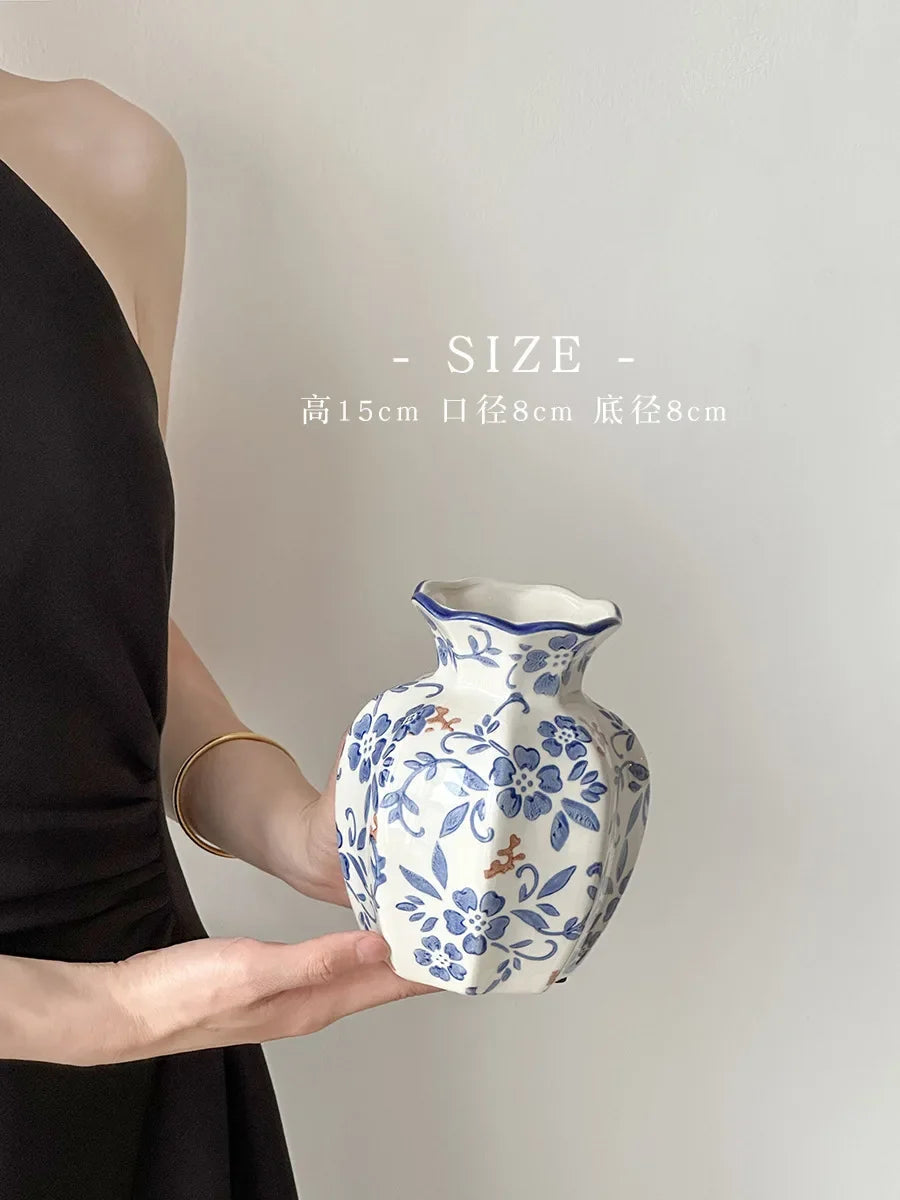 Blue And White Hand Painted Ceramic Porcelain Vase Flower Pot Decor 1005008565958475-S Man Tang