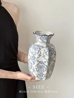 Blue And White Hand Painted Ceramic Porcelain Vase Flower Pot Decor 1005008565958475-S Man Tang