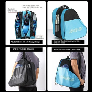Breathable Skate Storage Bag With 3 Compartments And Shoulder Strap 1005006347681618-Blue