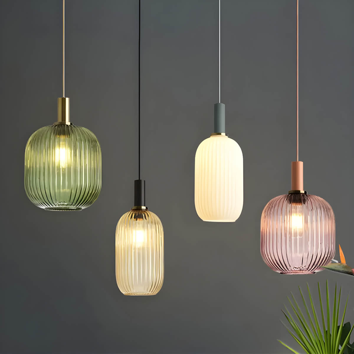Modern Ribbed Glass Pendant Light