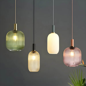 Modern Ribbed Glass Pendant Light
