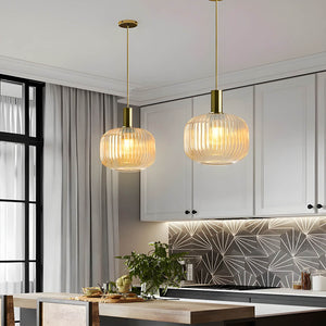 Modern Ribbed Glass Pendant Light