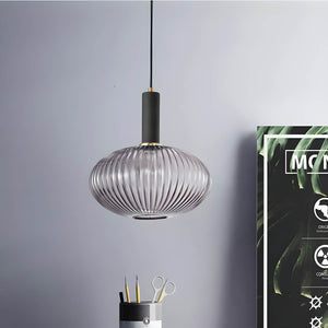 Modern Ribbed Glass Pendant Light