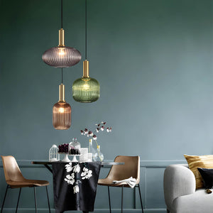 Modern Ribbed Glass Pendant Light