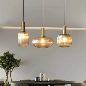 Modern Ribbed Glass Pendant Light