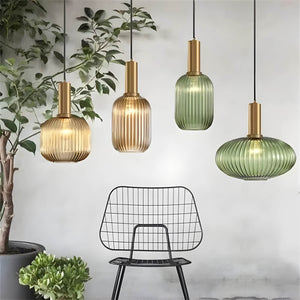 Modern Ribbed Glass Pendant Light