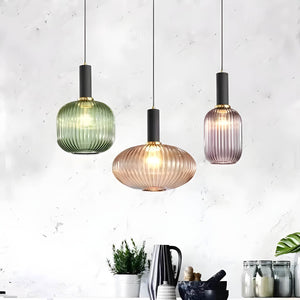 Modern Ribbed Glass Pendant Light