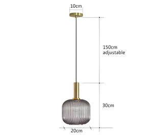 Modern Ribbed Glass Pendant Light