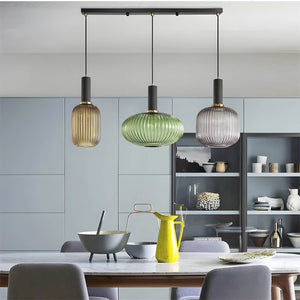 Modern Ribbed Glass Pendant Light