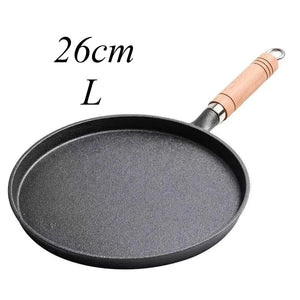 Cast Iron Frying Pan With Wooden Handle For Gas Induction Cooking 1005008597225326-26cm