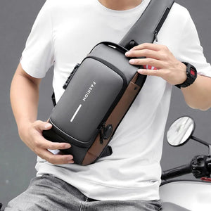 Chest Shoulder Crossbody Sling Bag for Men with USB Charging and Anti Theft Design