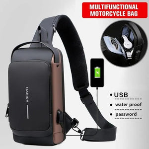 Chest Shoulder Crossbody Sling Bag for Men with USB Charging and Anti Theft Design