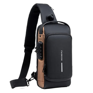 Chest Shoulder Crossbody Sling Bag for Men with USB Charging and Anti Theft Design