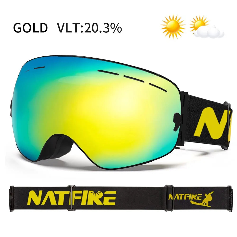 Double Layer Anti Fog Uv400 Ski Goggles With Mirror Coating 1005007171296069-Yellow