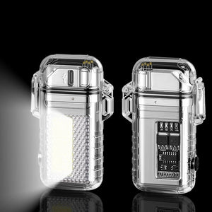 Electric Dual Arc Lighter With Cob Light, Valentines Gifts For Him 1005006187509133-A-Black White