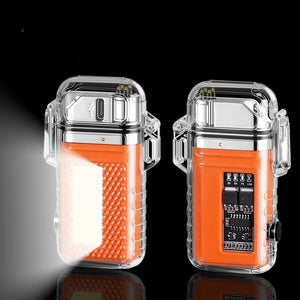 Electric Dual Arc Lighter With Cob Light, Valentines Gifts For Him 1005006187509133-A-Black White