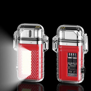 Electric Dual Arc Lighter With Cob Light, Valentines Gifts For Him 1005006187509133-A-Black White