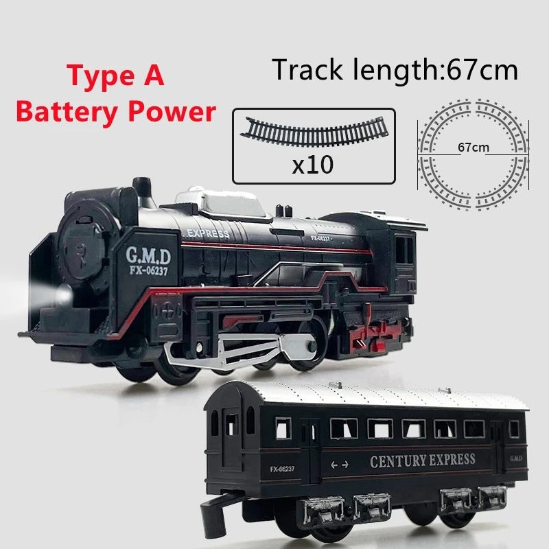 Electric Freight Train Track Set with Light for Kids