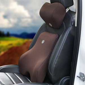 Ergonomic Memory Foam Lumbar and Neck Support Cushion Set