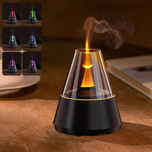 Flame Effect Essential Oil Diffuser Humidifier With Night Light 1005009734317551-Black