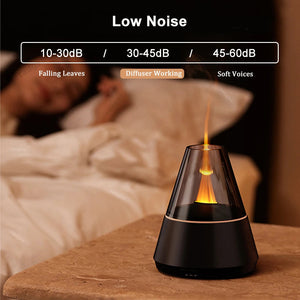 Flame Effect Essential Oil Diffuser Humidifier With Night Light 1005009734317551-Black