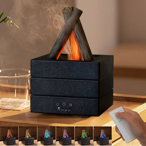 Flame Effect Essential Oil Diffuser Humidifier With Remote And Night Light 1005009832044899-White