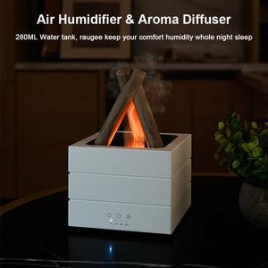 Flame Effect Essential Oil Diffuser Humidifier With Remote And Night Light 1005009832044899-White