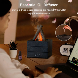 Flame Effect Essential Oil Diffuser Humidifier With Remote And Night Light 1005009832044899-White