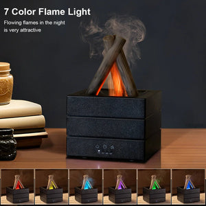 Flame Effect Essential Oil Diffuser Humidifier With Remote And Night Light 1005009832044899-White