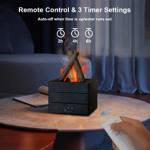 Flame Effect Essential Oil Diffuser Humidifier With Remote And Night Light 1005009832044899-White