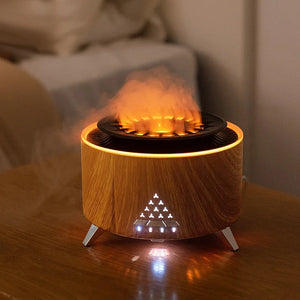 Flame Volcano Air Humidifier Essential Oil Diffuser With Bluetooth White Noise 1005006191758401-White-AU-Standard model
