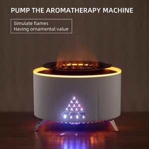 Flame Volcano Air Humidifier Essential Oil Diffuser With Bluetooth White Noise 1005006191758401-White-AU-Standard model