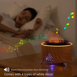 Flame Volcano Air Humidifier Essential Oil Diffuser With Bluetooth White Noise 1005006191758401-White-AU-Standard model