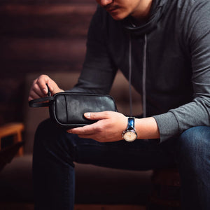 Genuine Leather Men Clutch Wallet With Zipper, Valentines Gifts For Him 1005004807772222-Black