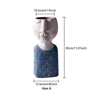 Handmade Resin Portrait Vase for Plants, Flower Pot Sculpture