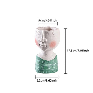Handmade Resin Portrait Vase for Plants, Flower Pot Sculpture