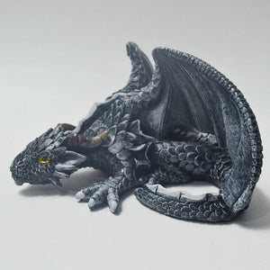 Handmade Resin Squatting Dragon Statue for Garden and Home Decor