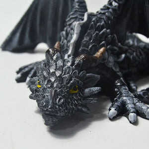 Handmade Resin Squatting Dragon Statue for Garden and Home Decor