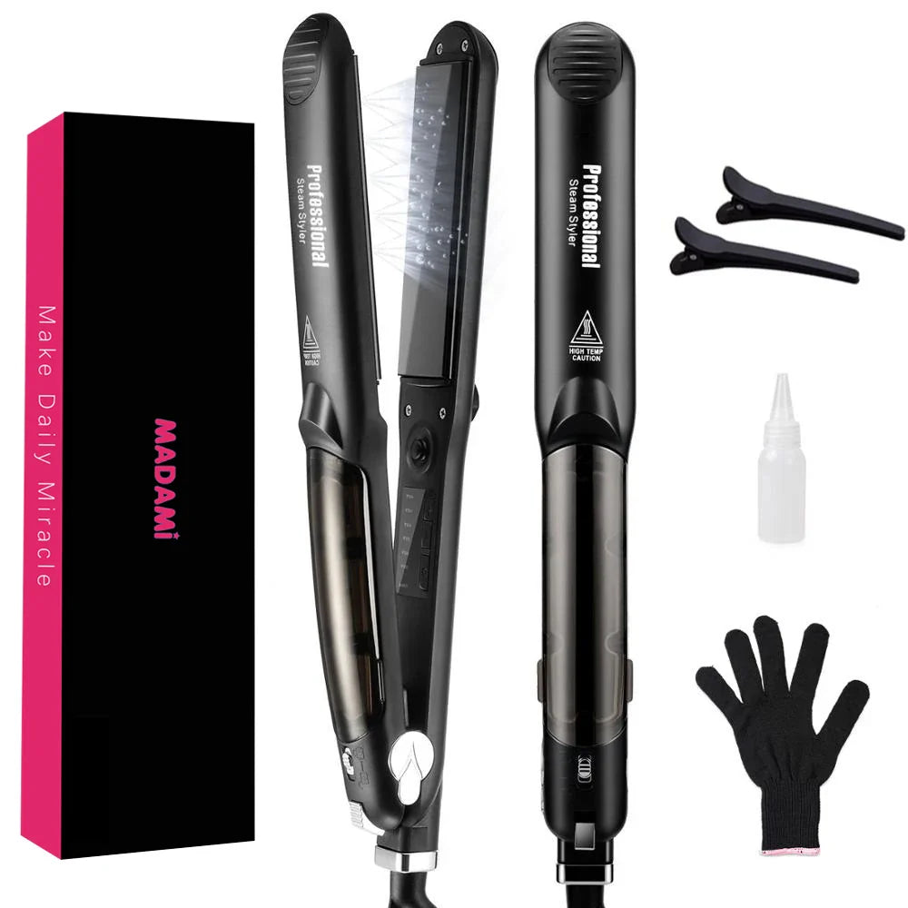 Professional Ceramic Steam Hair Straightener with Argan Oil