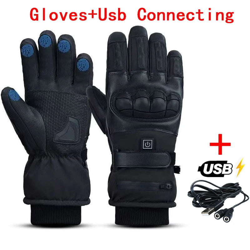 Heated Motorcycle Gloves With Touchscreen Fingers And Anti Slip Palm 1005008144988213-Shell Gloves Usb