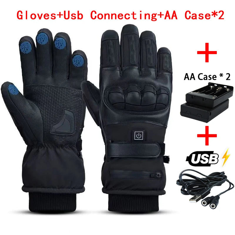 Heated Motorcycle Gloves With Touchscreen Fingertips And Anti Slip Palm 1005008017332864-Shell Gloves Usb AA